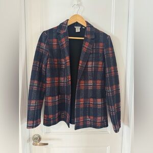 Tristan Plaid Blazer in Navy and Rust
